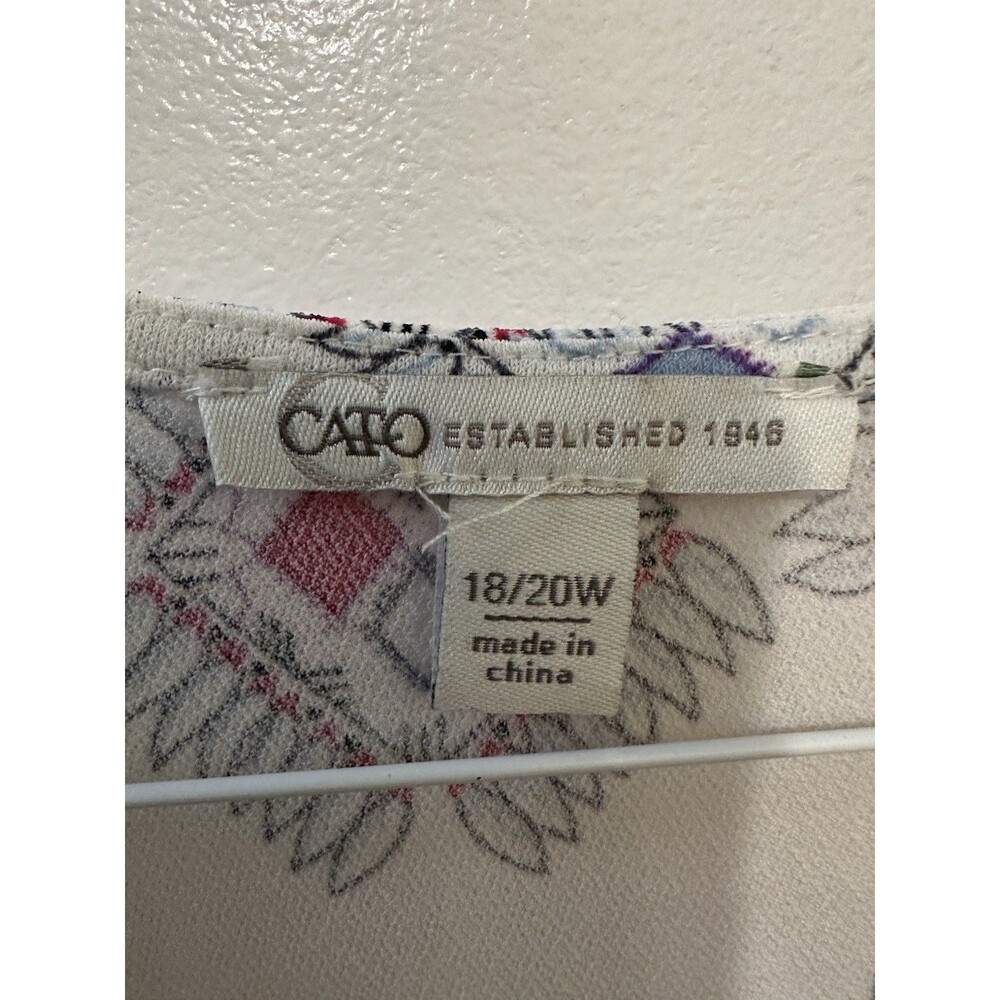 Cato Boho Embroidered V-Neck Tunic Top 18/20W Multicolor Tribal Print Peasant - Picture 3 of 8